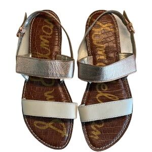 Sz9.5 Sam Edelman Cream/Copper Leather 2 strap with adj ankle strap EUC